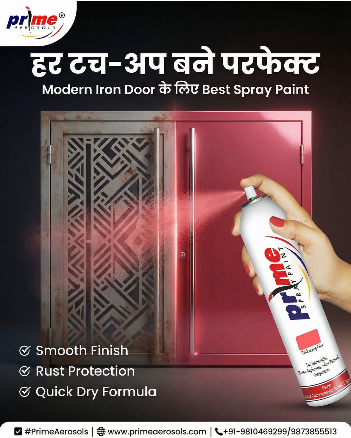 Metal door spray paint finish